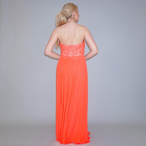La Femme Coral Pink Evening Gown Prom Dress - Picture 5 of 16